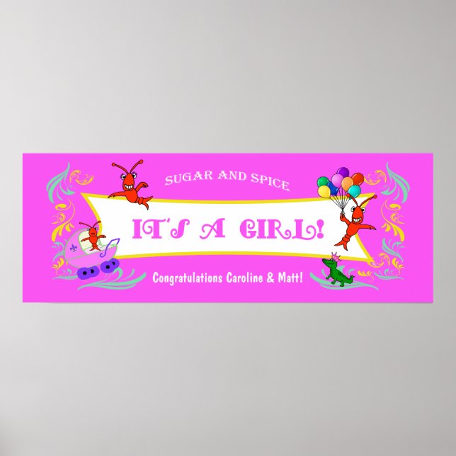 Cajun Critters Baby Girl Banner Poster (Vorne)