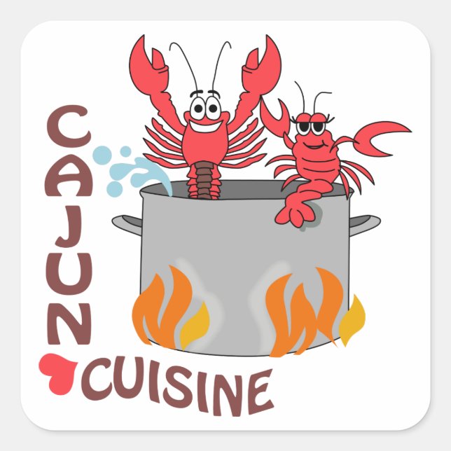 Cajun Cuisine Quadratischer Aufkleber (Vorderseite)