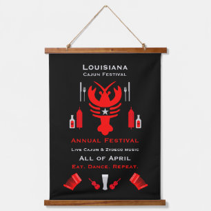 Cajun-Festival-Promotion Wandteppich Mit Holzrahmen