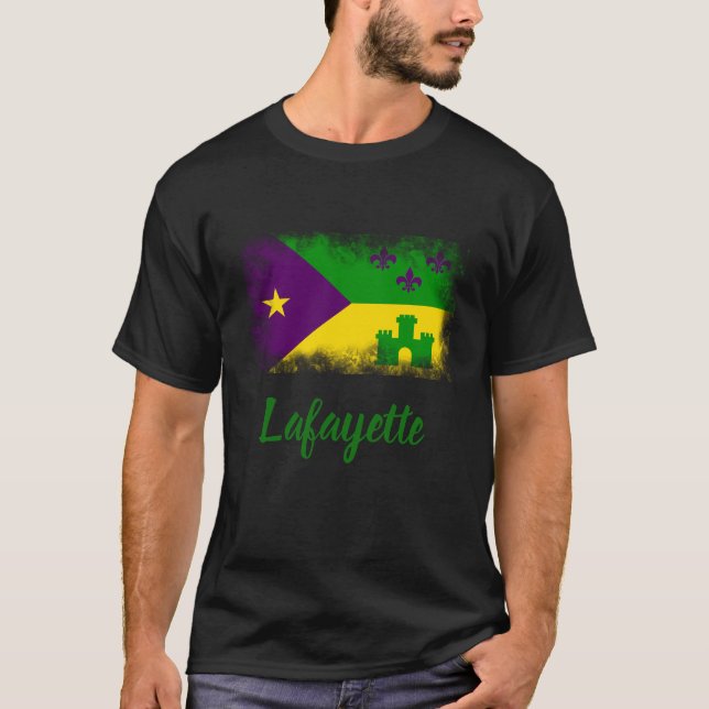 Cajun Flaggen-Karneval-Louisiana-Gewohnheits-Stadt T-Shirt (Vorderseite)