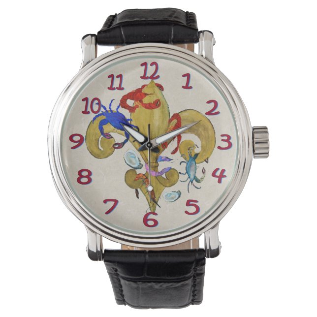 Cajun Lilie Herren-Uhr Armbanduhr (Vorderseite)