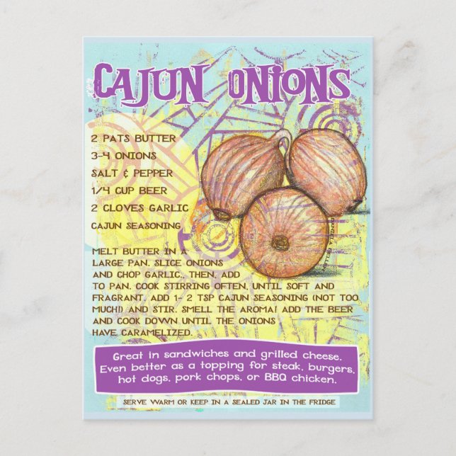 Cajun Onions Rezept Postkarte (Vorderseite)