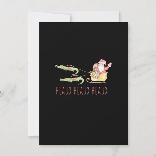 Cajun Santa Alligator Heaux Heaux Heaux Weihnachte Einladung (Vorderseite)