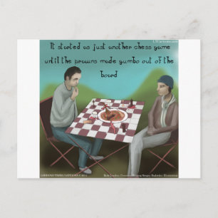 Cajun Schess Funny Cartoon Postkarte