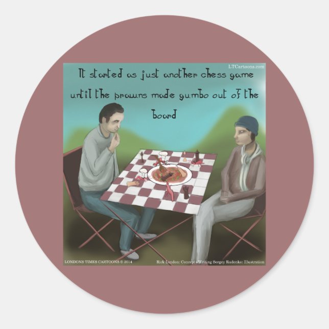 Cajun Schess Funny Cartoon Runder Aufkleber (Vorderseite)
