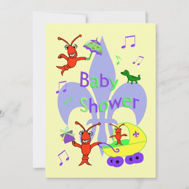 Cajun Themed Fleur de Lys Babyparty-Einladung Einladung (Vorderseite)
