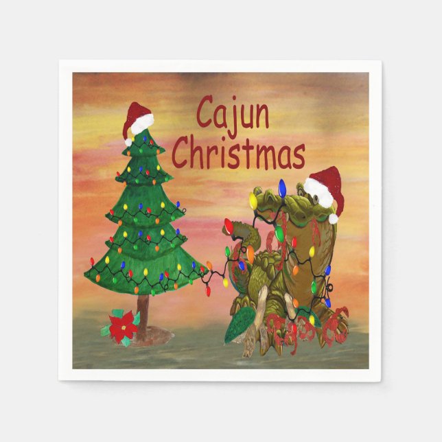 Cajun Weihnachten auf dem bayou Party Servietten (Vorderseite)