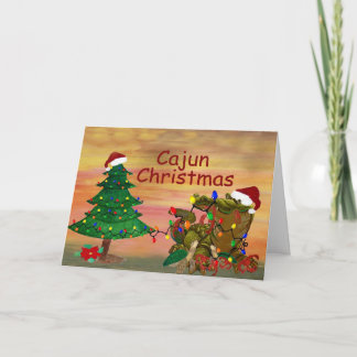 Cajun-Weihnachten Santa-Gator im Bayou-Urlaub Karte