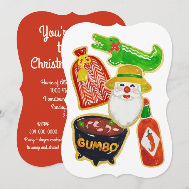 Cajun Weihnachtskekse Einladungen (Vorne/Hinten)