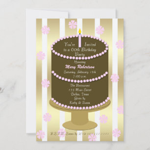 Cake 60th Birthday Party Invitation 60th en rose