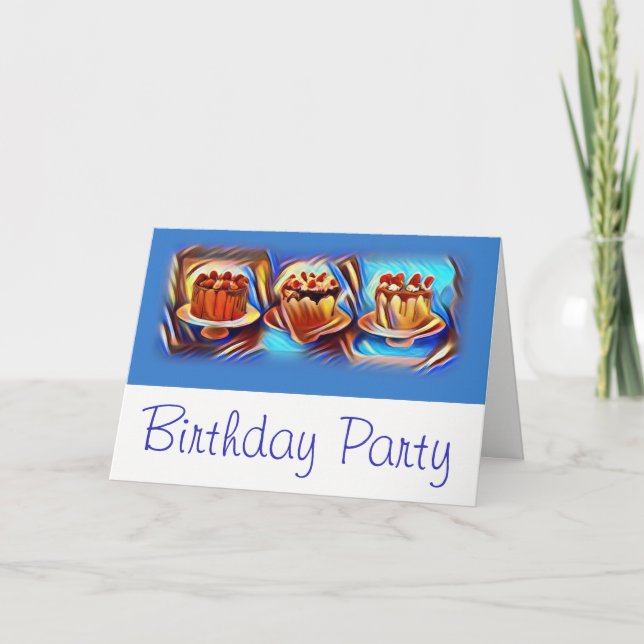 Cake Art Blue Anniversaire Fête Invitation (Devant)