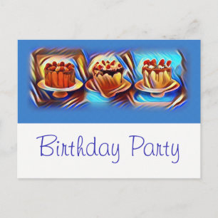 Cake Art Blue Anniversaire Fête Invitation