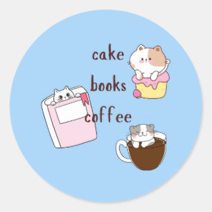 Cake Books Coffee Runder Aufkleber