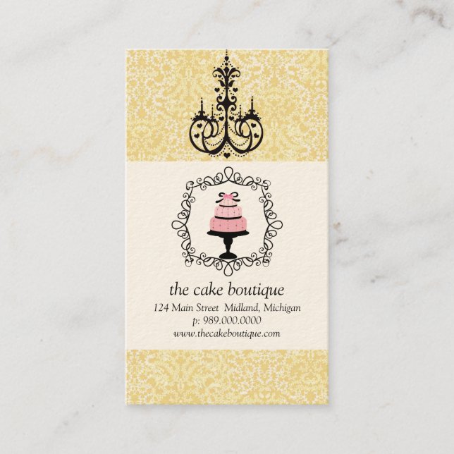 Cake Boutique Extravagant Gelbe Damaskus Visitenka Visitenkarte (Vorderseite)