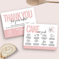 Cake Care Guide Card, Cake Care Instructions