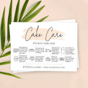 Cake Care Instructions Light Soft Beige Watercolor Visitenkarte