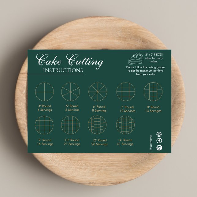 Cake Cutting Guide Round Wedding Green Mitteilungskarte (Cake Cutting Guide Round Wedding Green Note Card)