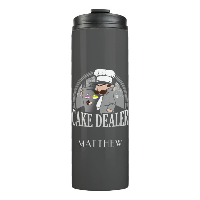 Cake Dealer Funny Bakery Eigentümer Personalisiert Thermosbecher (Vorderseite)