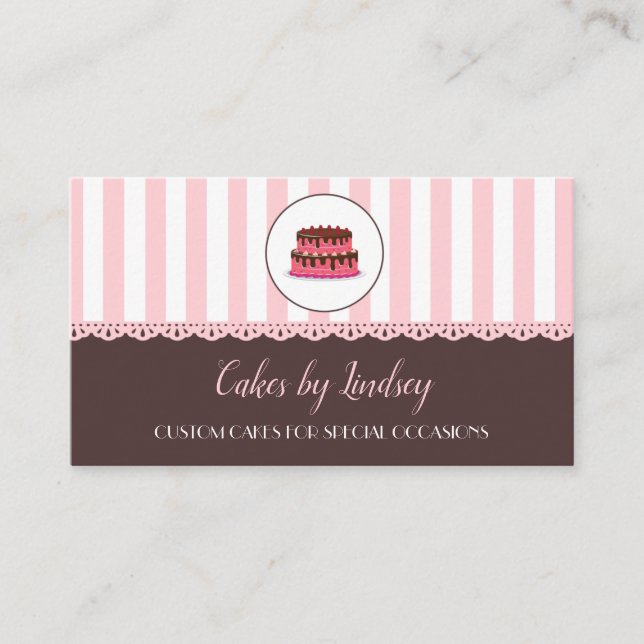 Cake Decorator PINK BROWN Bäckerei NIEDLICH Visitenkarte (Vorderseite)