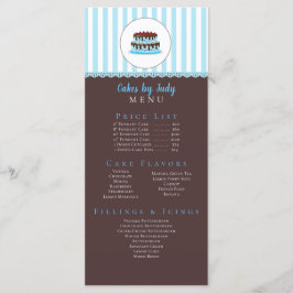 Cake Decorator Whimsicial Blue & Brown Bäckerei NI Menükarte