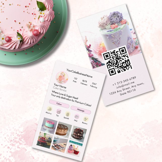 Cake Instagram Social Media Profile Foto Grid Visitenkarte (Cake Instagram Social Media Profile Photo Grid Business Card )