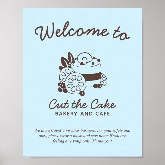 Cake Logo Bakery Covid Safety Willkommen Poster (Vorne)