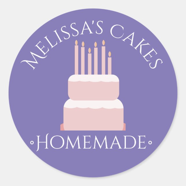 Cake Logo Rosa Aufkleber hausgemachte Bäckerei (Vorderseite)