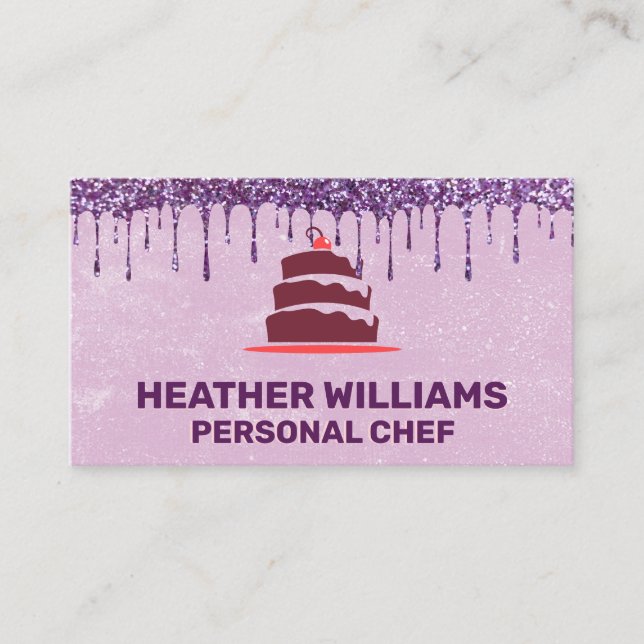 Cake Logo | Whisky | LILA GLITZER Visitenkarte (Vorderseite)