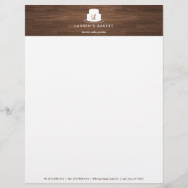 Cake Monogram Logo in Weiß auf Braunholz Briefbogen