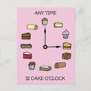 Cake O'clock Cake Lovers Cartoon Postkarte