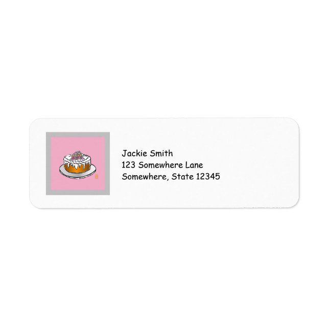 Cake on Pink Return Address Label (Vorne)
