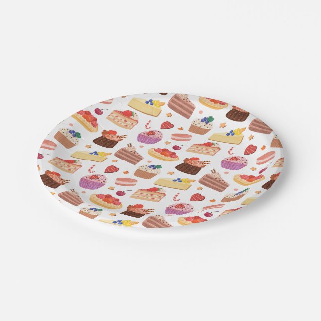 Cake Pies Cupcakes Deserts Galore Pappteller (Schrägansicht)