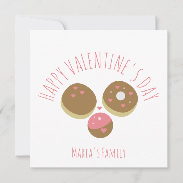 Cake Pop Donut Valentinstag Rosa Skript Karte (Vorderseite)