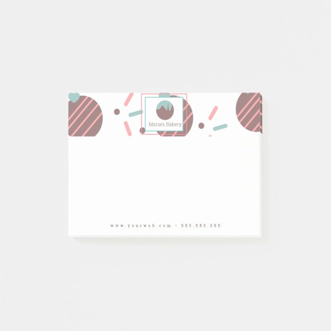 Cake Pop Sprinkles Bakery Cake Business Logo Post-it Klebezettel (Vorderseite)