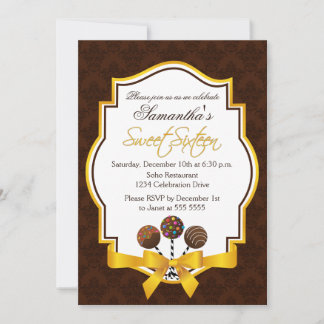 Cake Pops 16 . Geburtstag Geburtstagseinladung Einladung