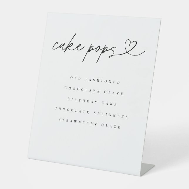 Cake Pops Flavors Dessert Table Wedding Party Sign Sockelschild (Vorderseite)