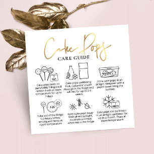 Cake Pops Leitfaden Weiß & Gold Modernes Bäckerei Quadratische Visitenkarte