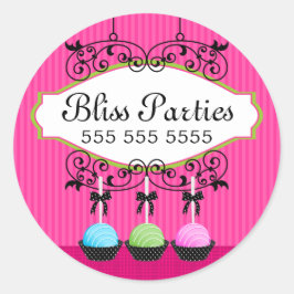 Cake Pops Nachspeisen Fuchsia Box Siegel Runder Aufkleber