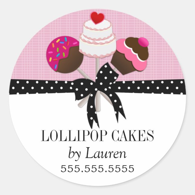 Cake Pops Pink Bakery Box Siegel Runder Aufkleber (Vorderseite)