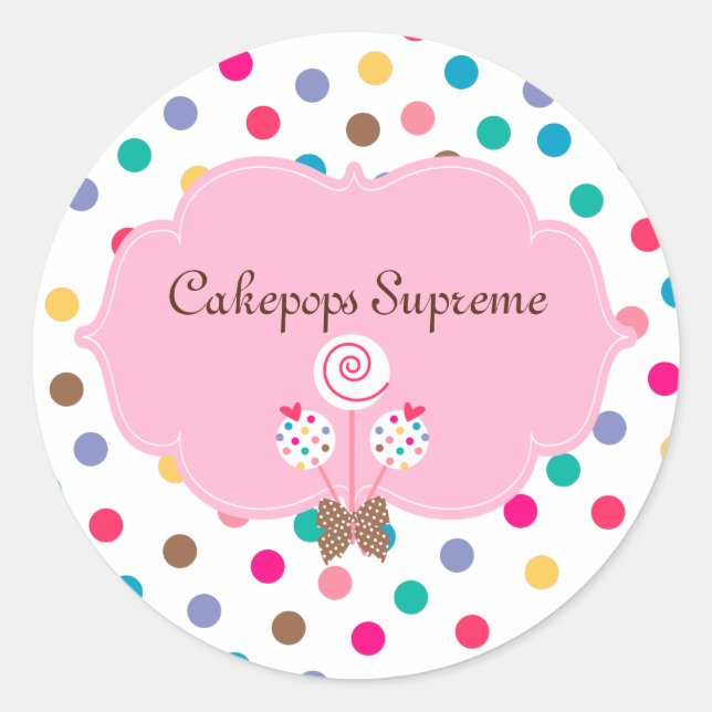 Cake Pops Polka Dots Pink Heart Runder Aufkleber (Vorderseite)