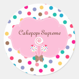 Cake Pops Polka Dots Pink Heart Runder Aufkleber