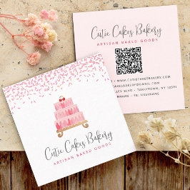Cake QR Code Rosa Sprinklen Konditorei Koch Chic Quadratische Visitenkarte