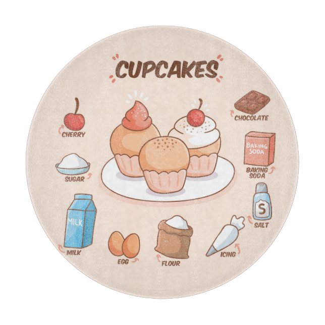 Cake Recipe Cutting Board Schneidebrett (Vorderseite)