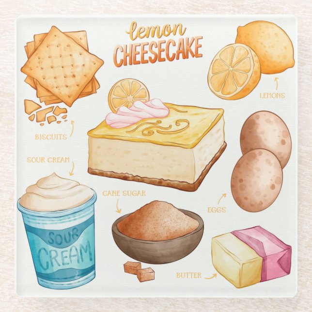 Cake Recipe Glass Untersetzer (Vorderseite)