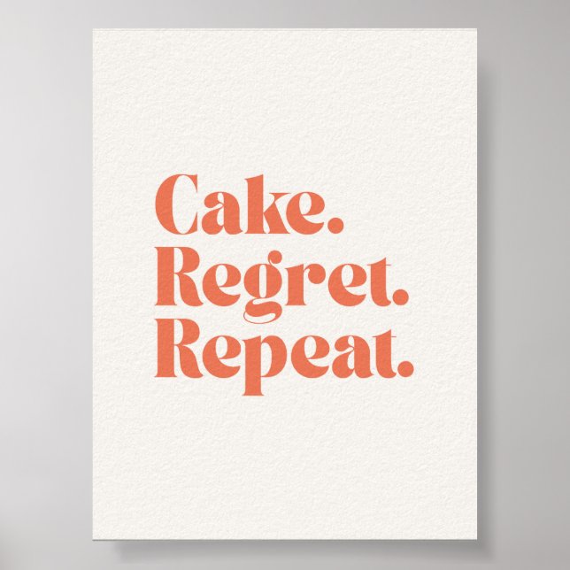 Cake Regret Repeat – Fun Quote Poster (Vorne)