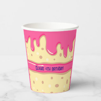 Cake Slice Cartoon Kindergeburtstag Party Pappbecher
