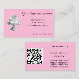 Cake Stand Eleganery Pink Custom QR Code Visitenkarte