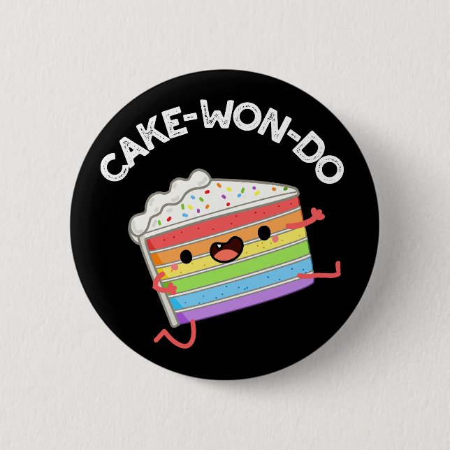 Cake-won-do Funny Taekwondo Cake Pun Dark BG Button (Vorderseite)