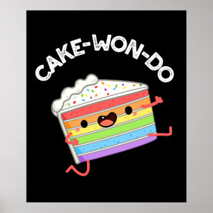 Cake-won-do Funny Taekwondo Cake Pun Dark BG Poster