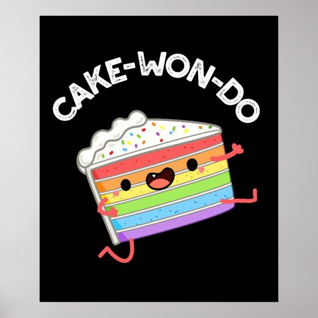 Cake-won-do Funny Taekwondo Cake Pun Dark BG Poster (Vorne)
